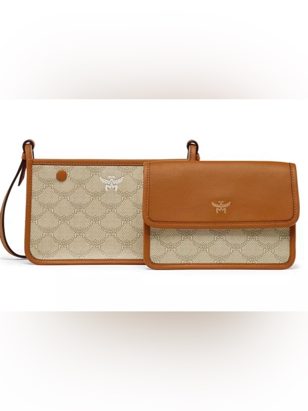 NWT MCM HIMMEL CROSSBODY IN LAURETOS W DETACHABLE FLAP POUCH CALF LEATHER TRIM - Picture 3 of 17